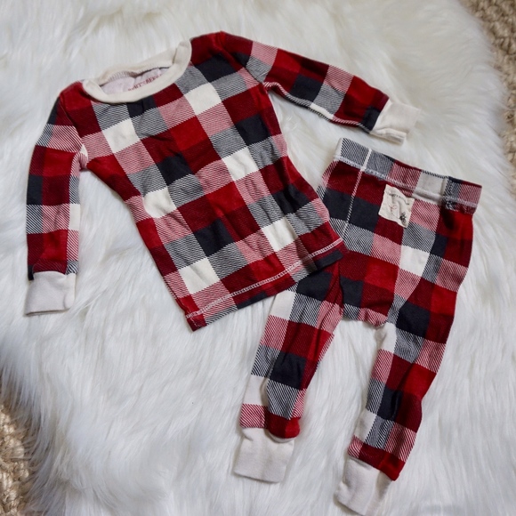 red plaid baby pajamas
